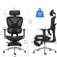 Ergonomic Mesh Office Chair with Foot Rest, Big and Tall Desk Computer Chair Adjustable Headrest and Armrest,  Capacity Reclin 2