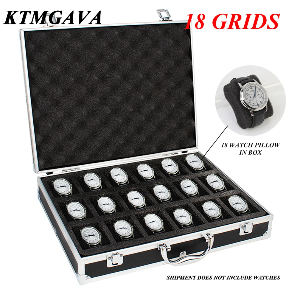 アルミ合金時計収納ボックス,18スロット,プレミアム品質,ポータブル