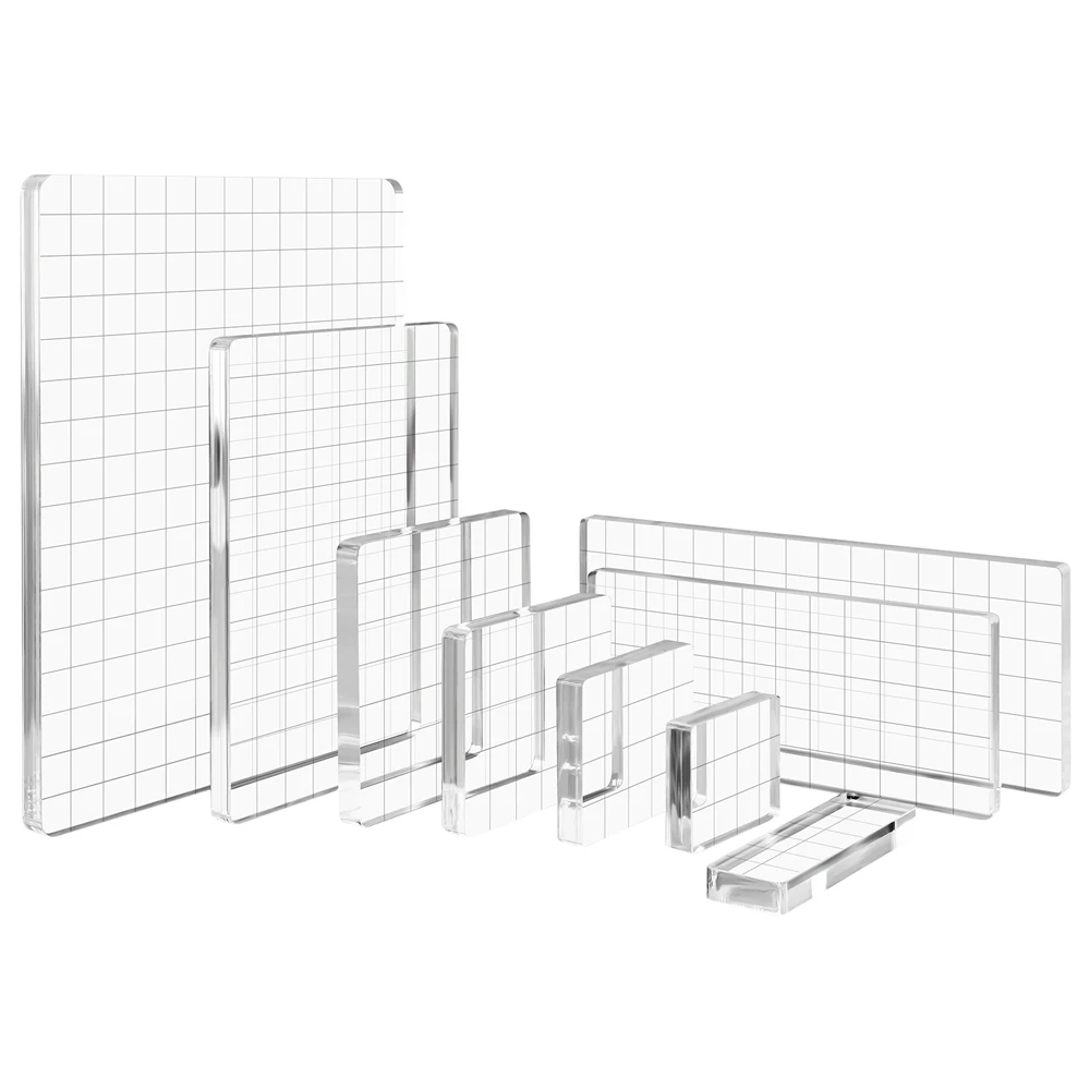 

Набор прозрачных акриловых штампов, 9 шт., с сетчатыми линиями, 8 мм, разные размеры, штампы для рукоделия, скрапбукинга, творчества, изготовления открыток