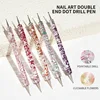 5Pcs/set Nail Art Dotting Pen Crystal Beads Handle Dual-ended Drawing Painting Rhinestones Picking Tools Manicure Nail Dot Pen 4