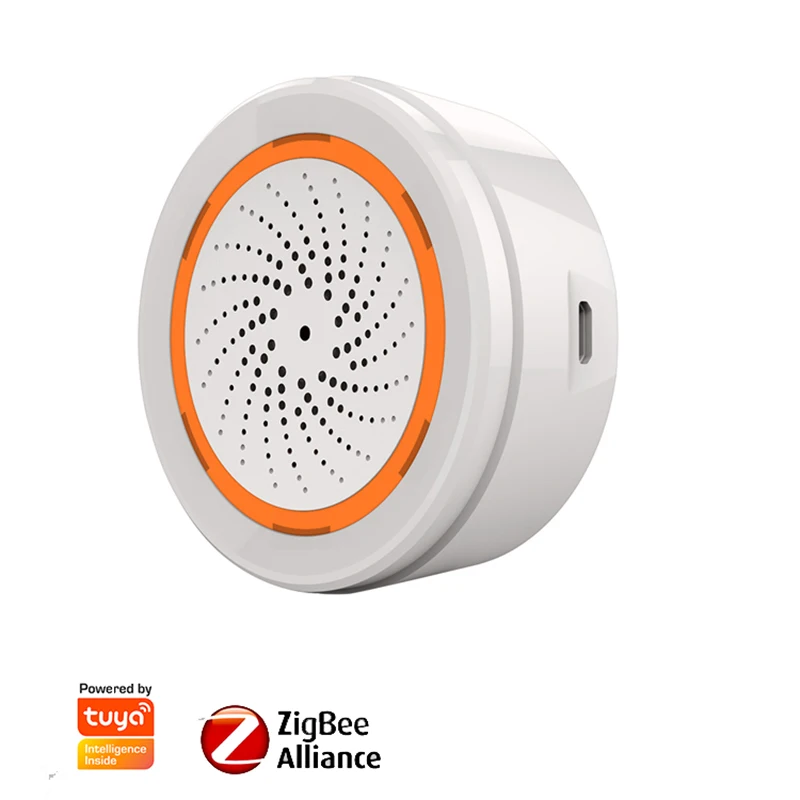 

NEO Tuya Zigbee Smart Siren Alarm For Home Security with Strobe Alerts Support USB Cable Power UP Works With TUYA Smart Hub