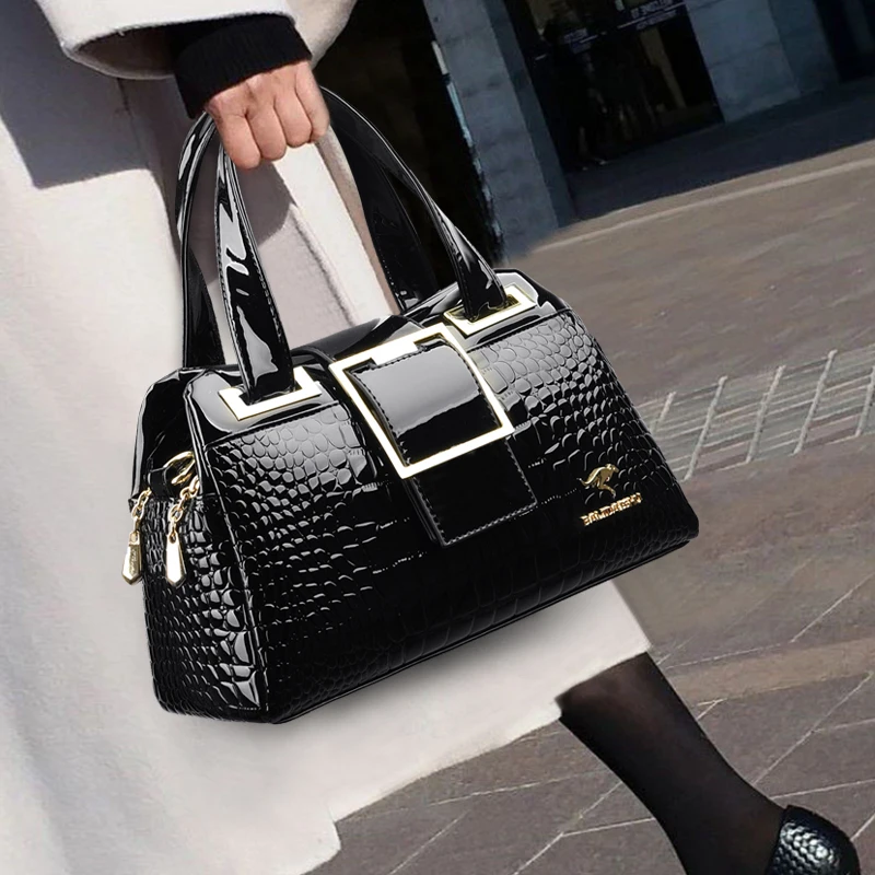 Luxury High Quality Classic Crocodile Pattern Handbag Large Shoulder Bag  Tote