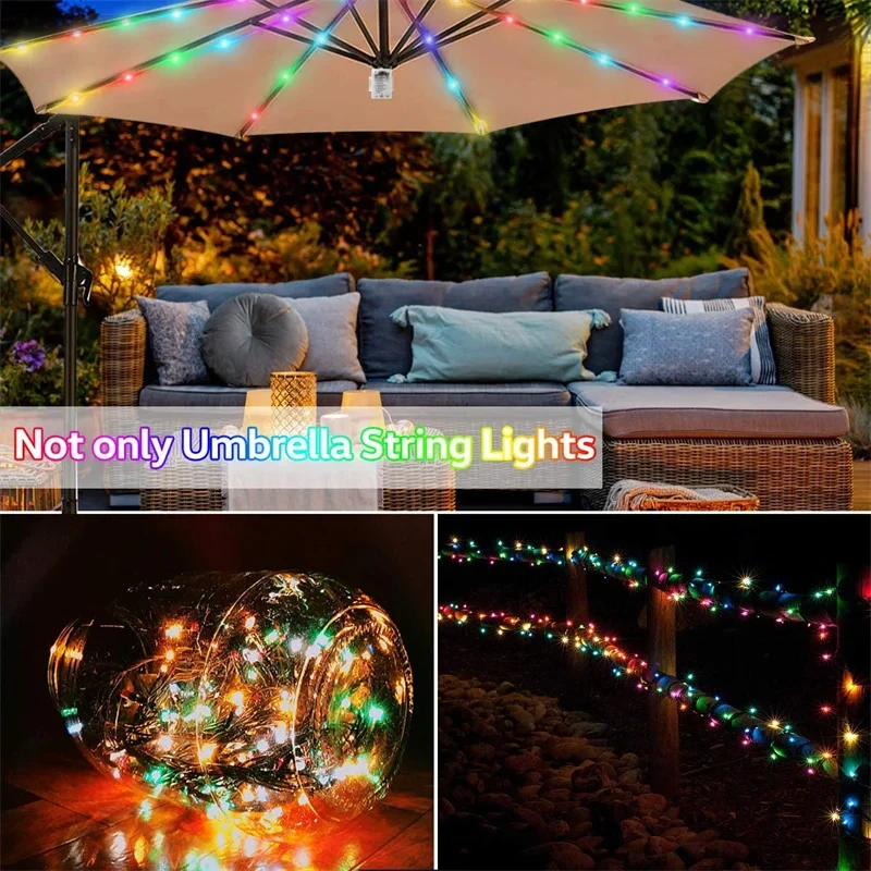 Solar-Powered LED String Lights with Remote Control - 8-Mode Outdoor Patio and Camping Illumination
