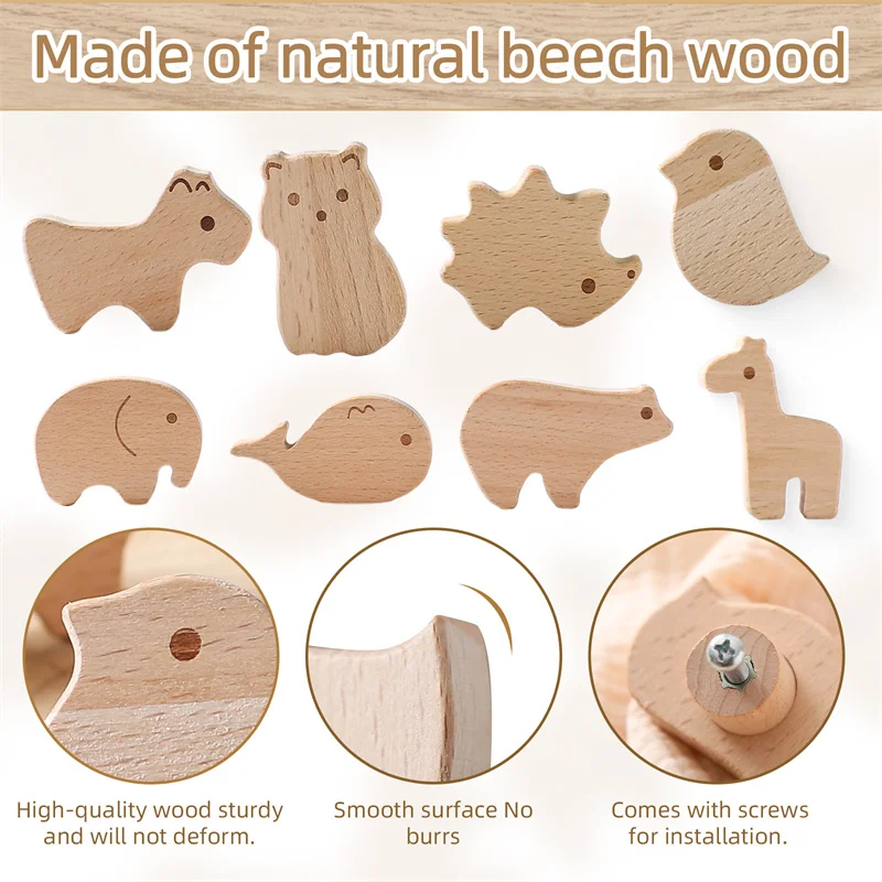 1Set Boho Holz Kommode Knopf, Dinosaurier und Wolke Schubladenknopf Boho dekorativer Griff mit Schrauben geeignet für Schränke Baby Geschenk – Detail 9