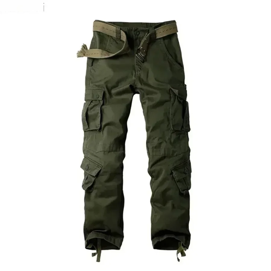 Pantaloni cargo mimetici da uomo Pantaloni da combattimento tattici multitasche alla moda Pantaloni casual da esterno larghi in puro cotone per uomo - immagine 3