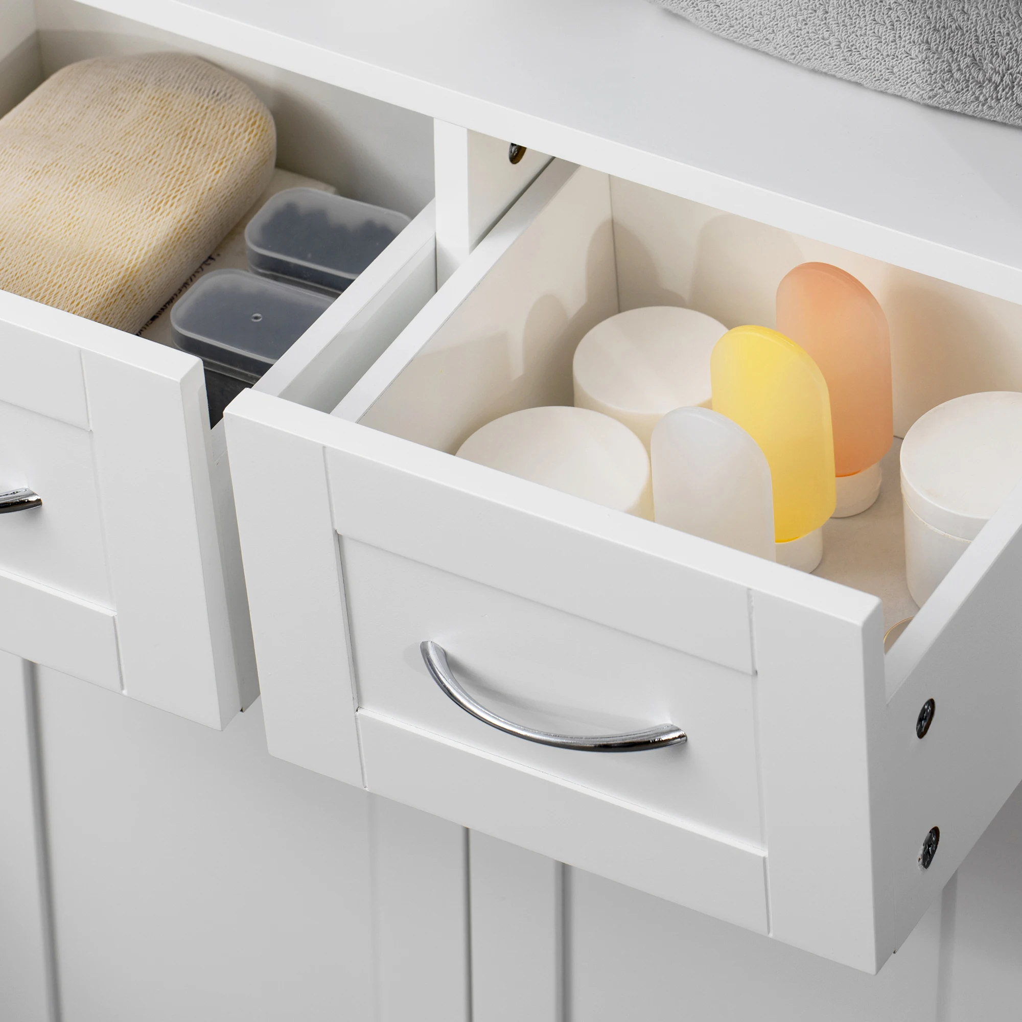 Kleankin Bathroom Cabinet Organizer, Freestanding Small Storage Cabinet with Two Drawers and Adjustable Shelf for Living Room 6