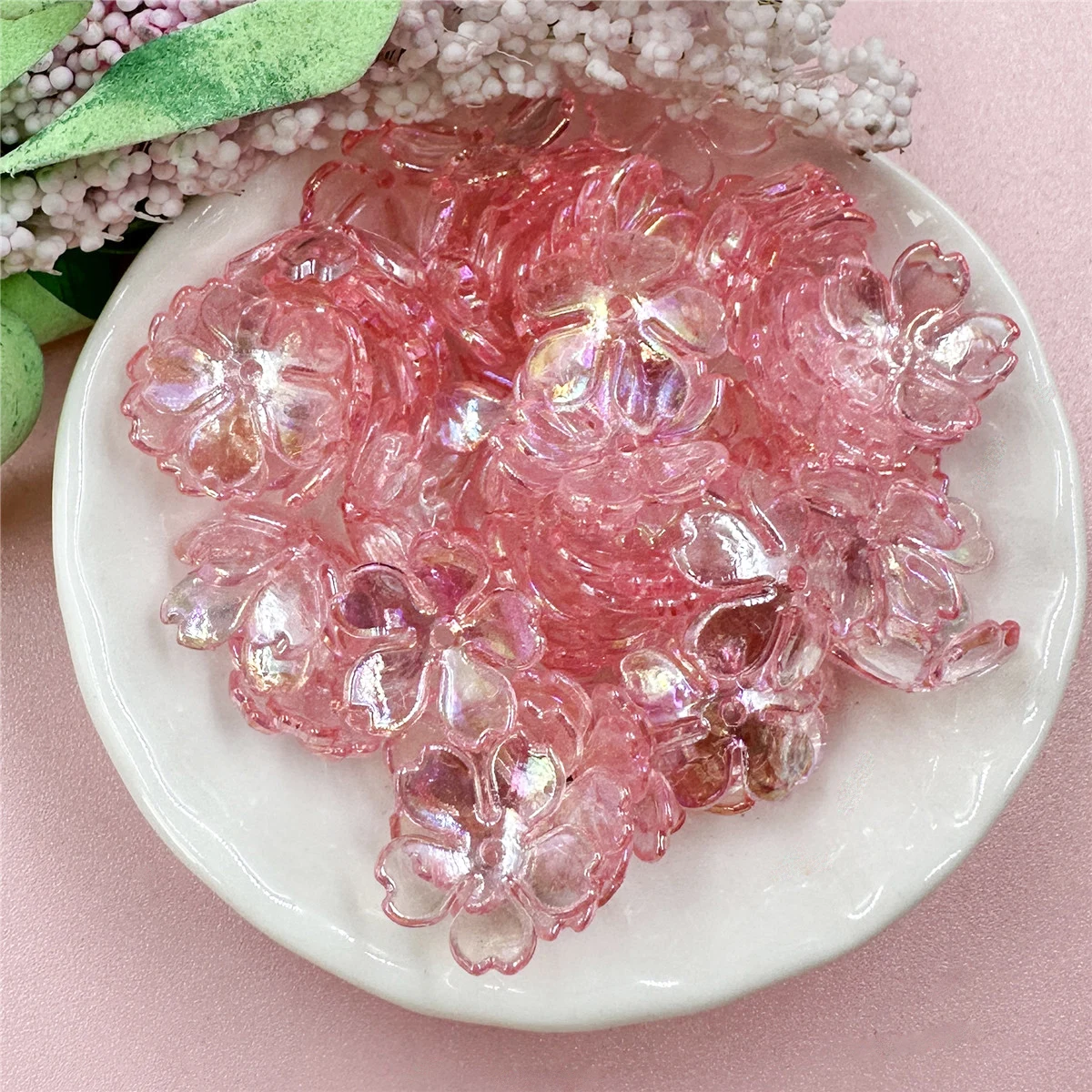 100 Teile/beutel 15mm Acryl DIY Galsang Blume Lose Perlen Ohrringe Für Schmuck Machen Halskette Armbänder – Detail 5