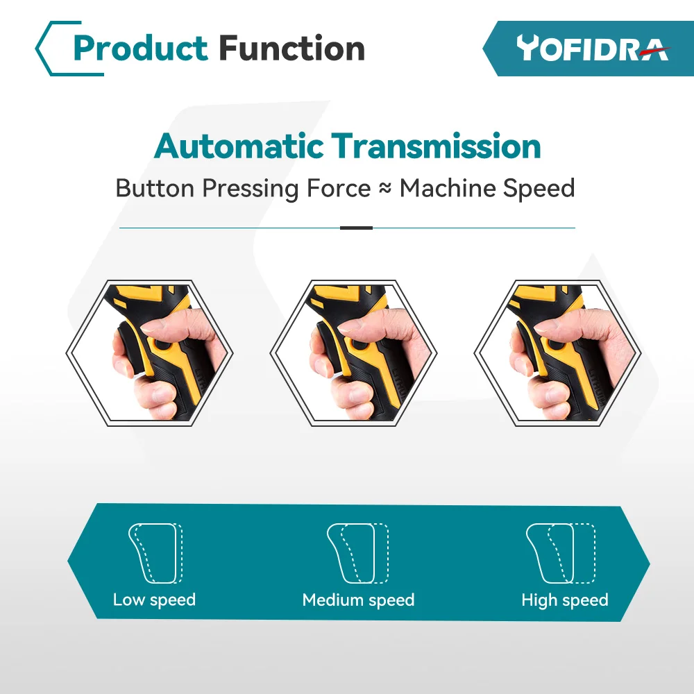 Yofidra-amoladora angular sin escobillas, herramienta eléctrica inalámbrica de impacto, 125mm, para batería Makita de 18V, 12000Rpm, 3 engranajes, M14