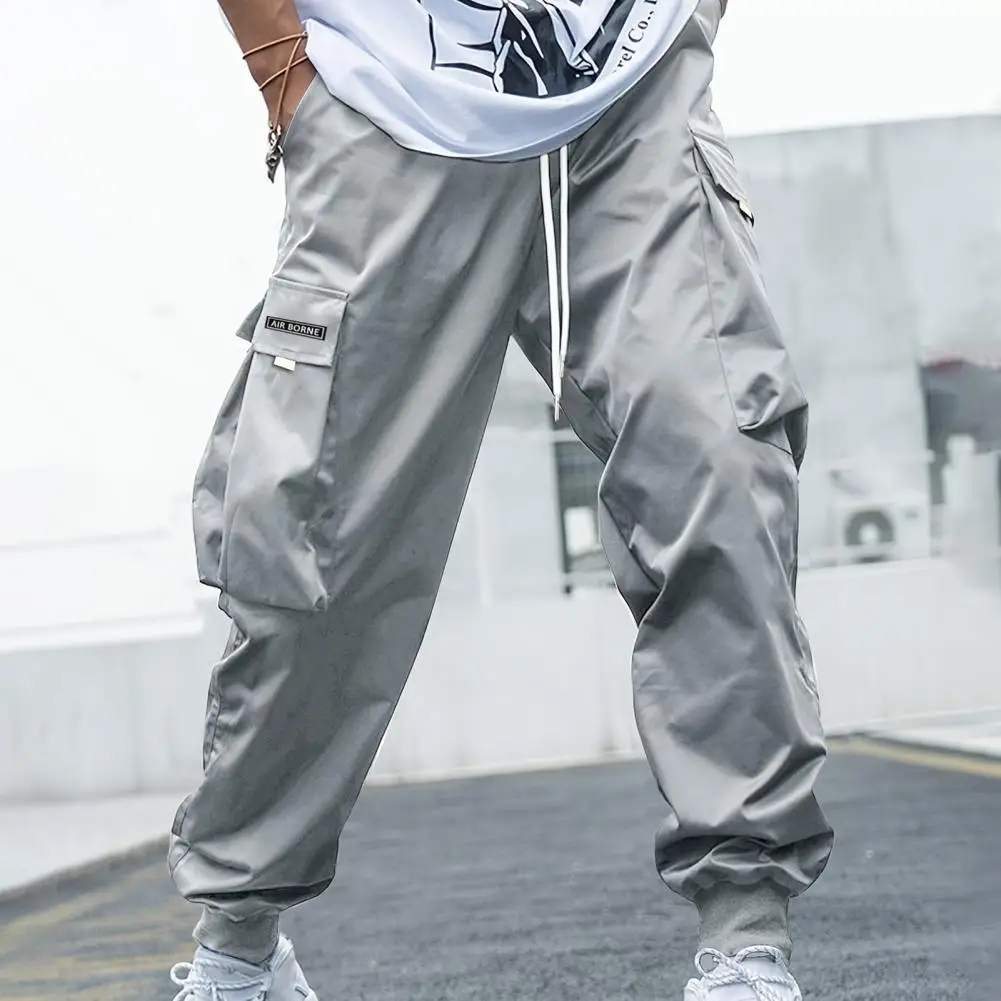 

Multi Pockets Men Cargo Trousers Versatile Men's Cargo Pants Stylish Streetwear Trousers with Elastic Waist Multi Pockets