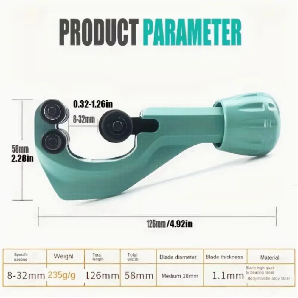 조정 가능한 도구 스테인레스 스틸 파이프 커터 절단 휠 경량 디자인 골판지 파이프 커터 유연한 롤러