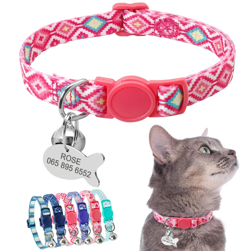 Cat Collars Name Phone Number Personalized Cat Collar Free Shipping Safety Cat Aliexpress