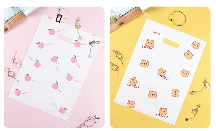25 teile/los Kleine Gänseblümchen Transparente Plastiktüte Hübsche Mini Gemischte Muster Schmuck Ohrring Schmuck Geschenk Tasche Einkaufstasche – Detail 8