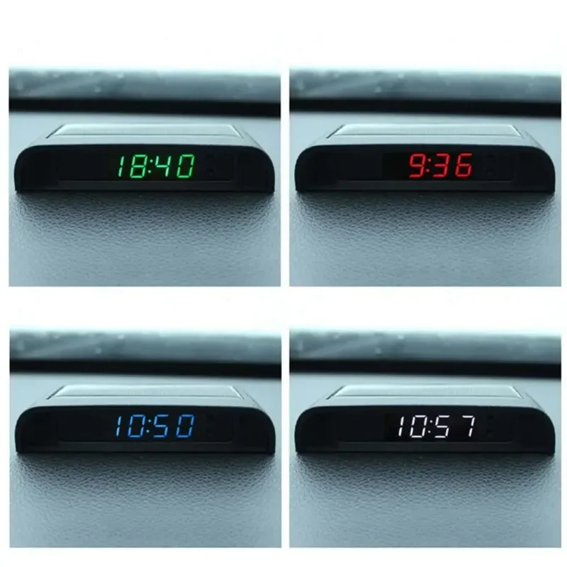 Car Clock Solar Charging Stick-On Digital Watch 24-Hour 3-level Brightness Automatic Adjustment Decoration
