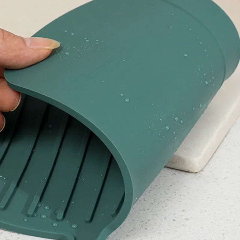 1pc Silicone Faucet Mat Large Sink Splash Pad Water Ripple Kitchen Bathroom Drainage Pad Countertop Protector