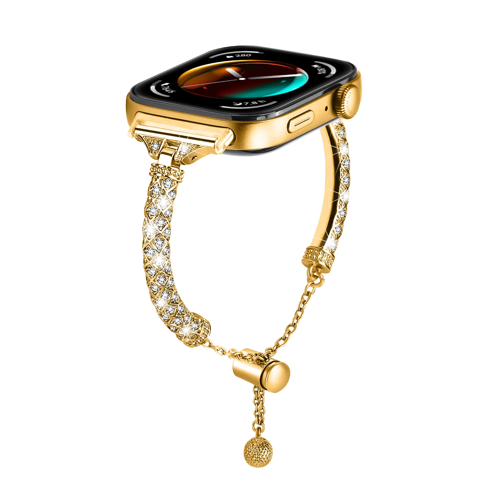 Diamond-Encrusted Stainless Steel Fashion Strap