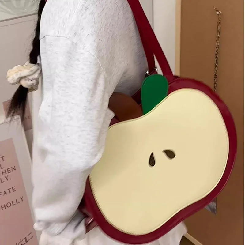Kawaii Anime Love and Deepspace Cartoon Red Apple Backpack Y2K PU