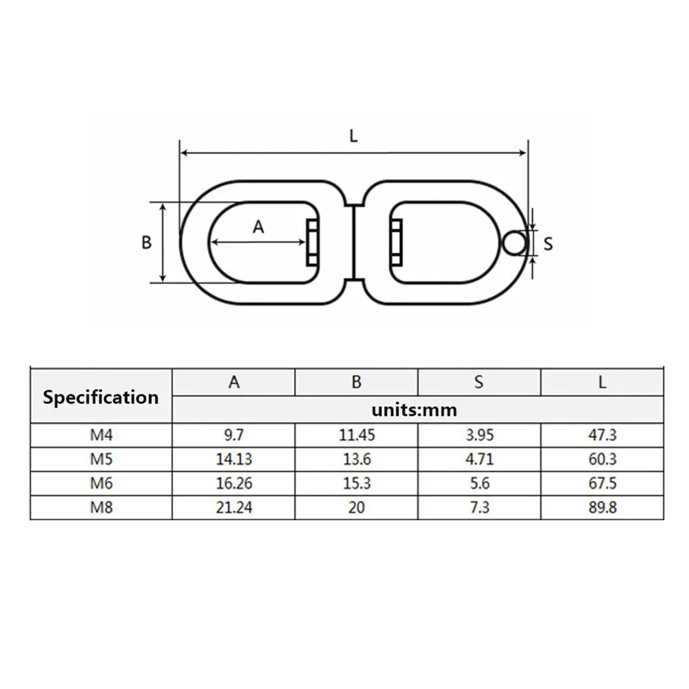 Premium 304 Stainless Steel Double Ended Swivel Eye Hook - Marine Mooring and Boat Accessory