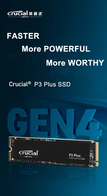 Crucial - Disque SSD P3 Plus - CT4000P3PSSD8 - 4To - SSD Interne