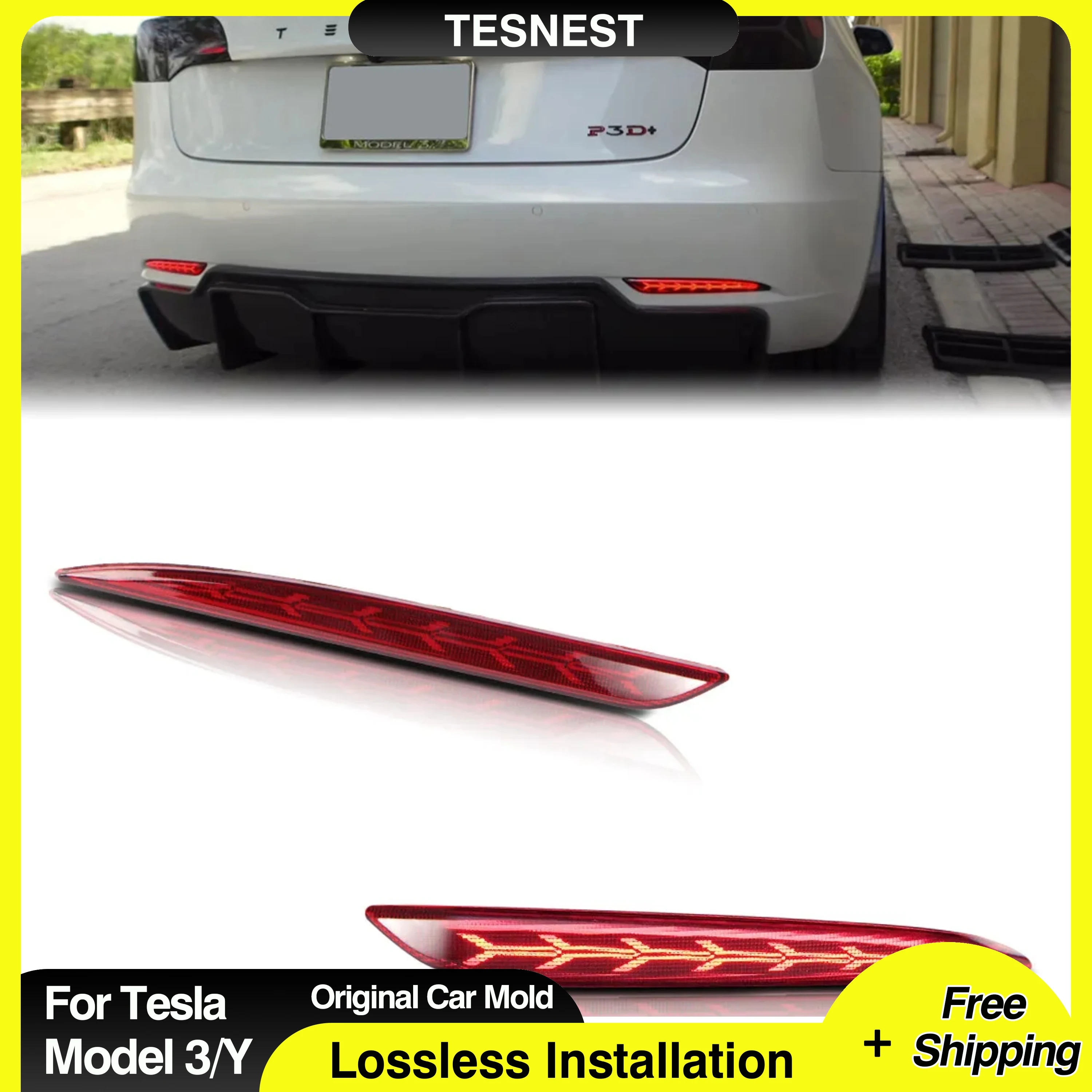 

Rear Diffuser Bumper Lip Fit 2017-2022 Tesla Model Y, Glossy Black ABS Bumper Cover Rear Protector Aprons Spoiler Splitter