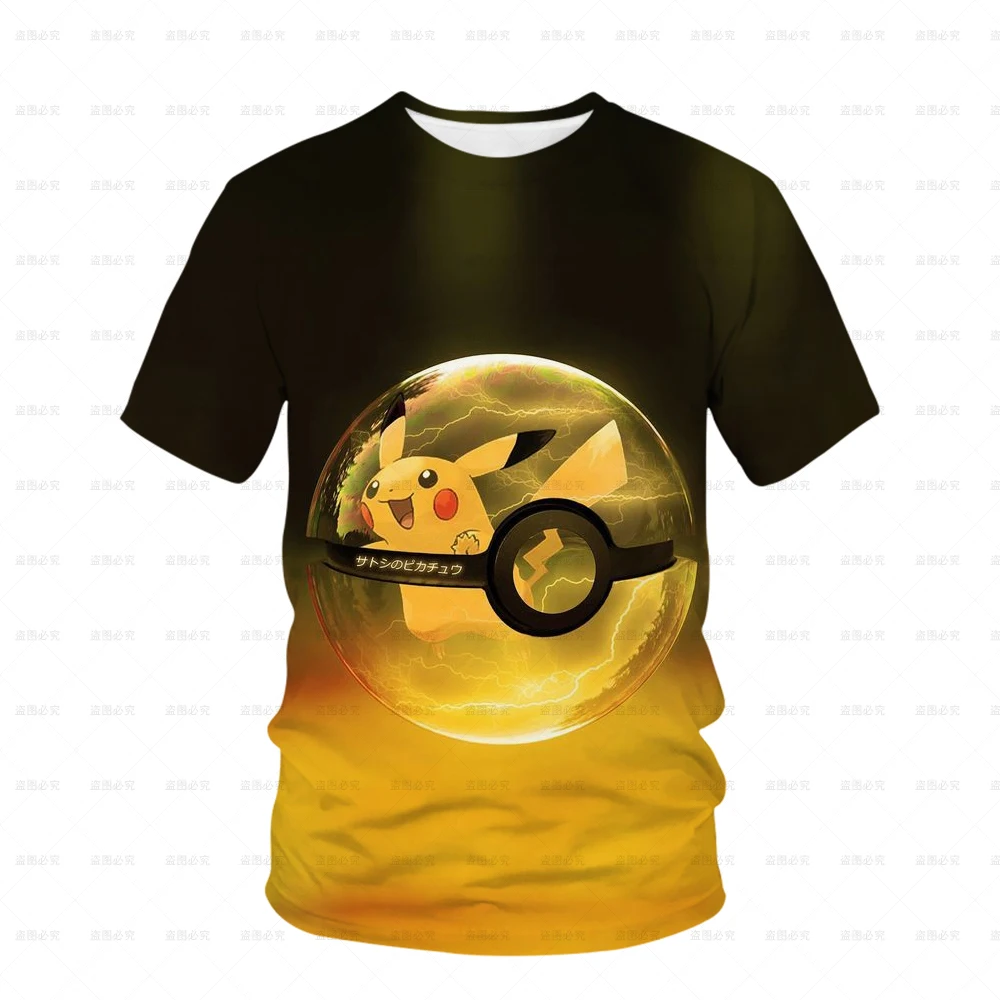 

Boys and Girls Pocket Monster T-shirt 4T-14T Children Cartoon Animation Children Cool Pikachu 3D Printing Oversize T-shirt Top