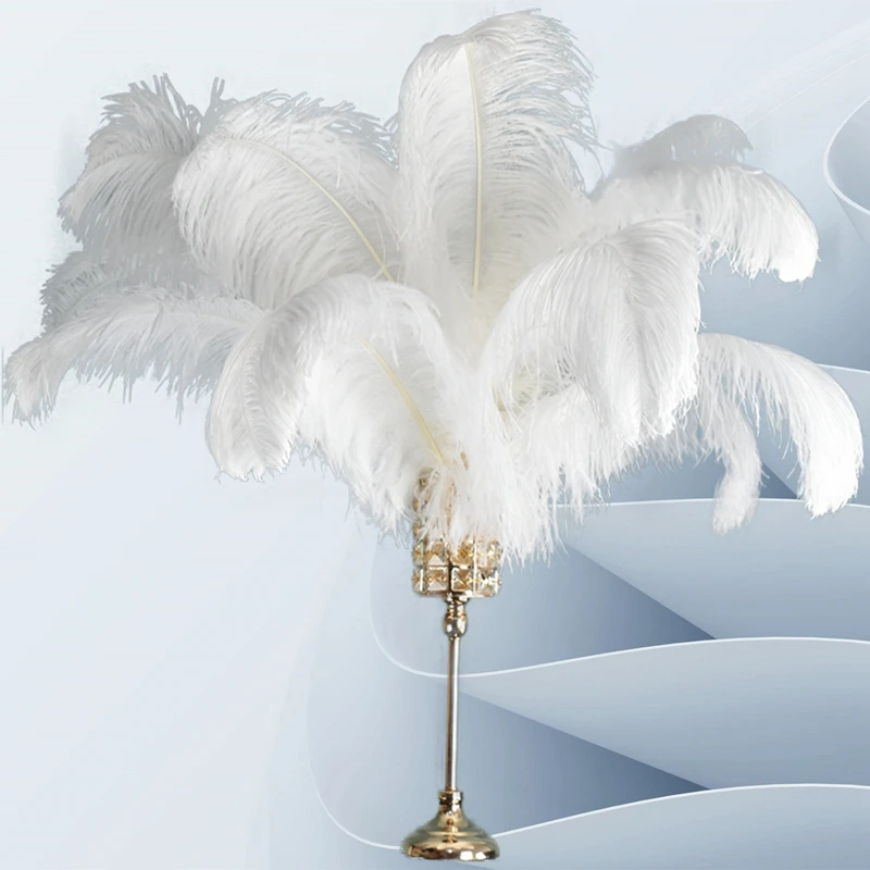 10 Pcs White Black Ostrich Feather for Table Centerpiece