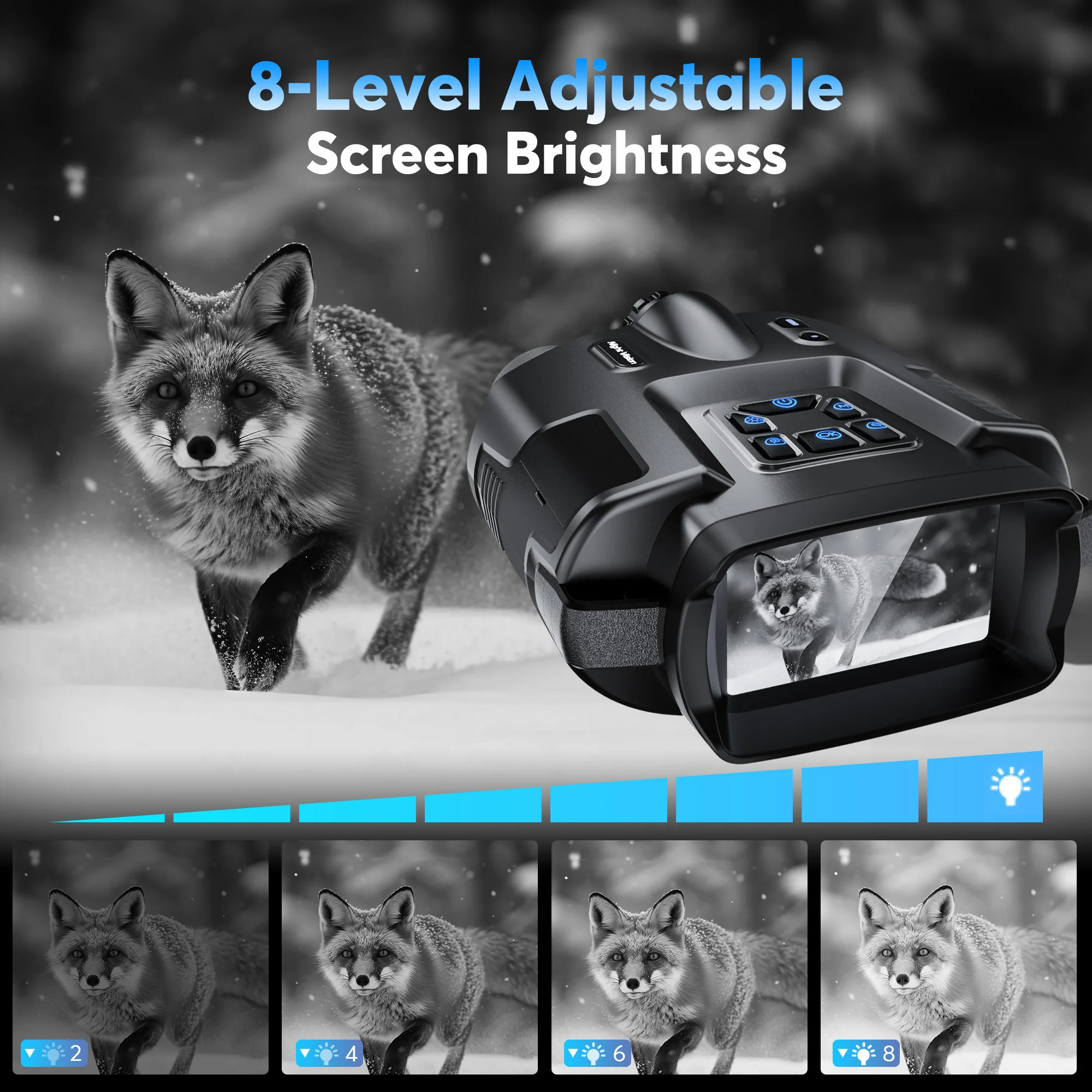 4K Digital Night Vision Binoculars – 8X Zoom, 600m Infrared Night Vision, 5000mAh Rechargeable Battery & 64GB Memory Card for Wildlife Observation & Outdoor Use 3