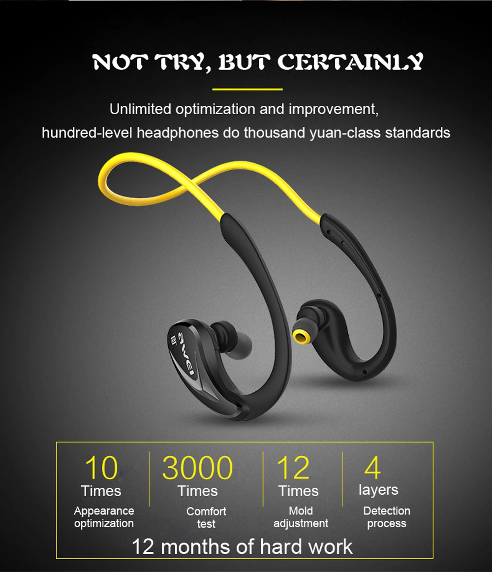 Stereo Awei A880bl Awei A880BL Sports Headset Noise Canceling