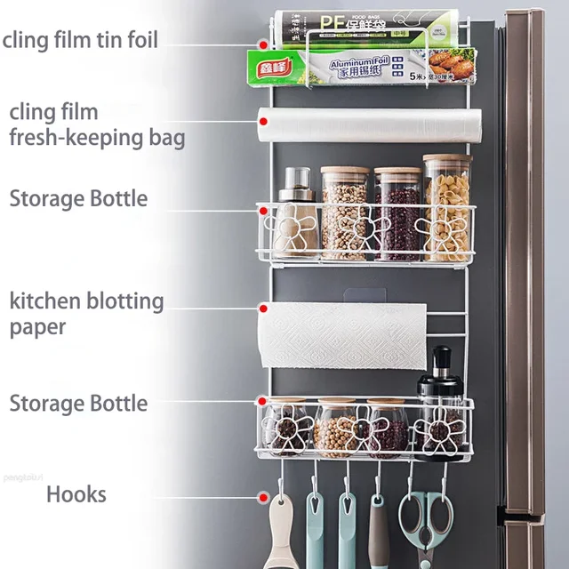 Refrigerator Storage Shelf Fridge Wall Side Hanging Storage Rack