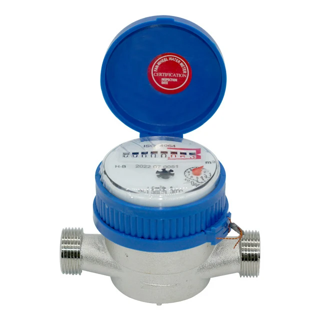 LXSG-13D ISO4064 Class B Single Jet Water Meter Dry Dial Brass Nickel Plated Mag