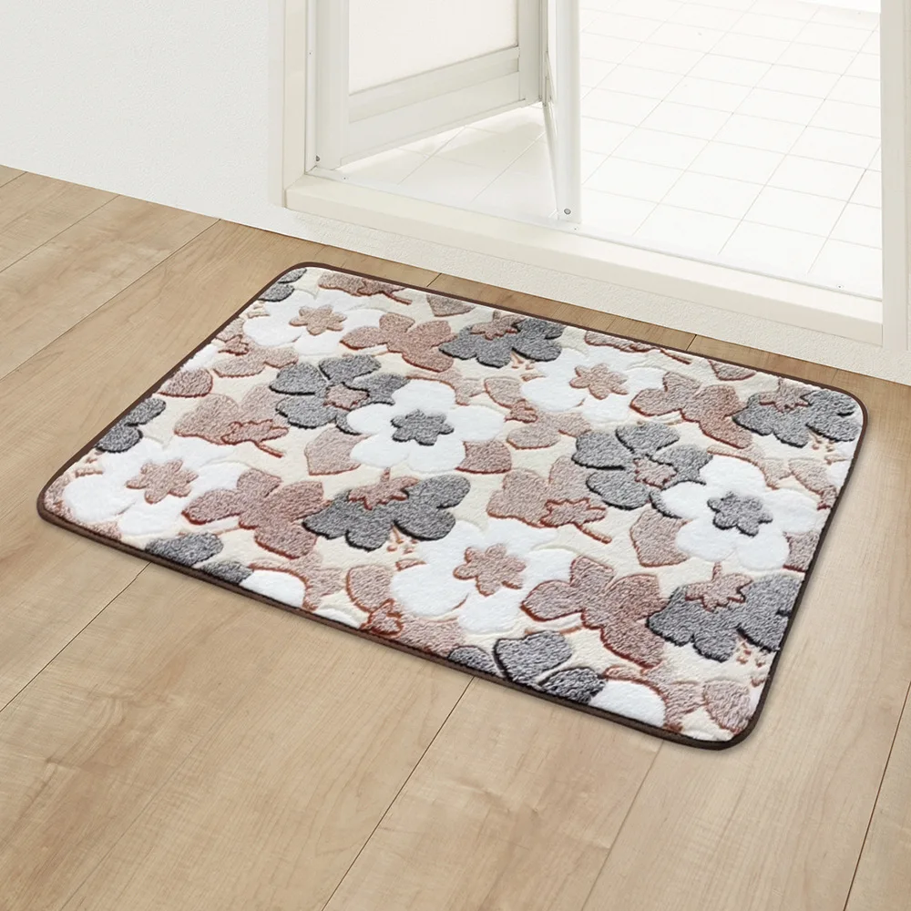 Bedroom Floor Mat Home Entrance Doormat Coral Fleece Kitchen Bathroom Door Decoration Carpet Bath Shower Room Anti-Slip Foot Rug