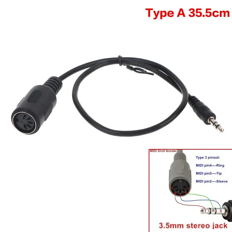 High-Quality MIDI Din 5 to 3.5mm TRS Converter Cable - Anti-Interference Audio Adapter for Studio and Musical Instruments