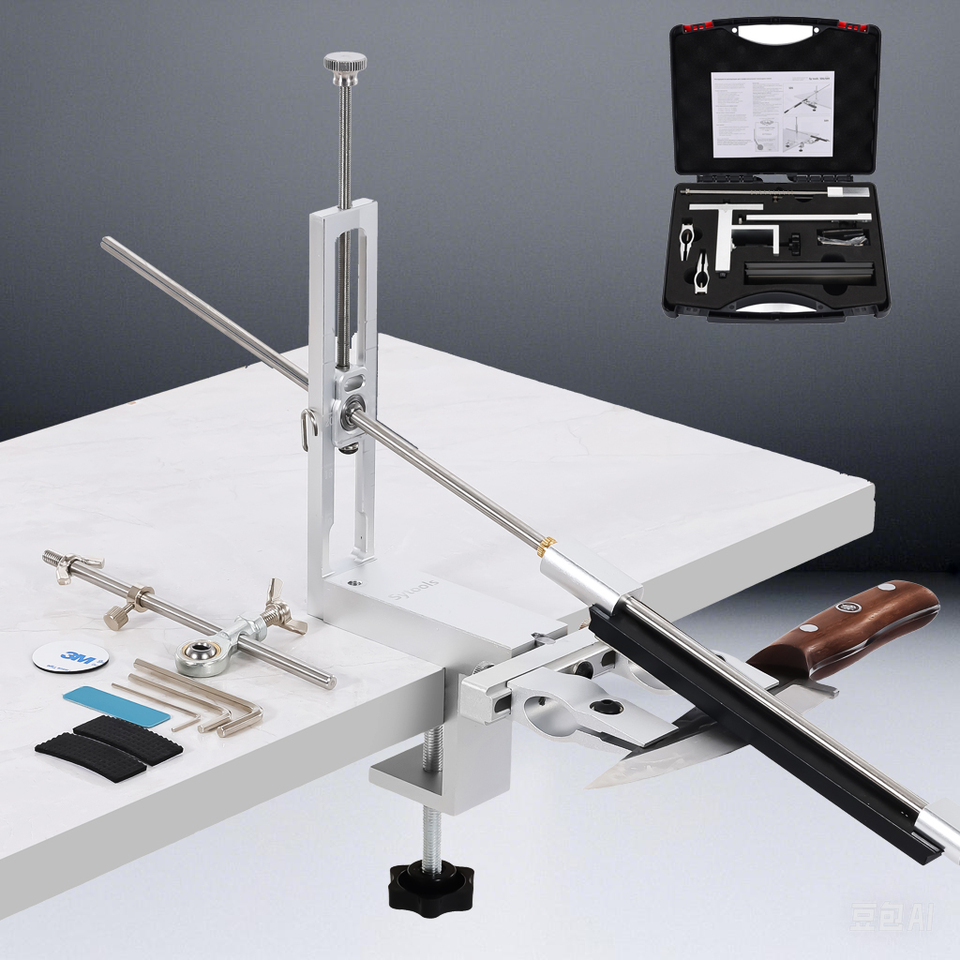 Professional Knife Sharpener with 360 degree Rotating Dual Clamps,2 set Angle Adjustment Systems,4 Diamond Stones PP plasic box