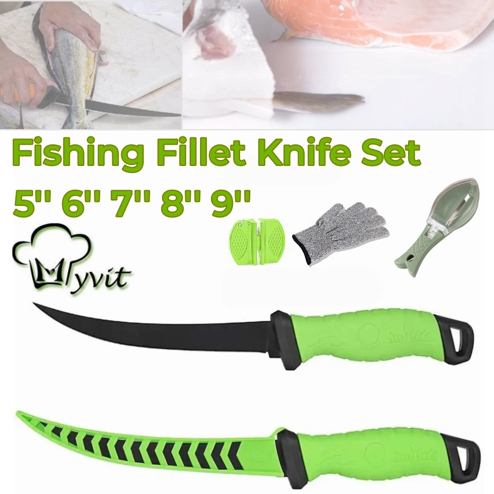 Fishing Fillet Knife Set with Sheath Sashimi Knives Stainless