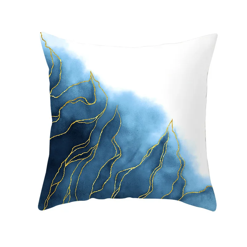 

Linen Phnom Penh Blue Ink Cushion Cover 45X45 Chinese Style Inkjet Art Velvet Throw Pillow Case Home Decor Bed Living Room J1914