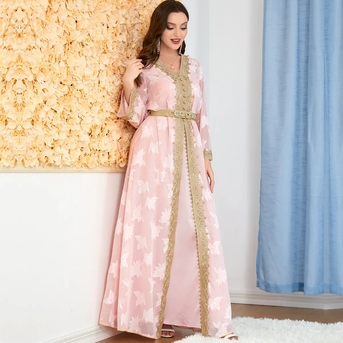 Muslim Abaya for Women 2 Piece Dress Set Dubai Elegant Party Long Dress Kimono Muslim Saudi Arabic Dubai Turkey Islamic Kaftan