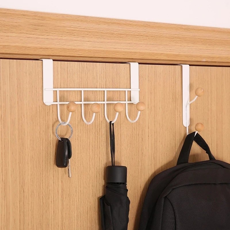 

Double Hanger Hooks Over The Door Free Punching For Hanging Hats Bags Holder Tie Scarf Key Hook Clothes Coats Rack Towel Shelf