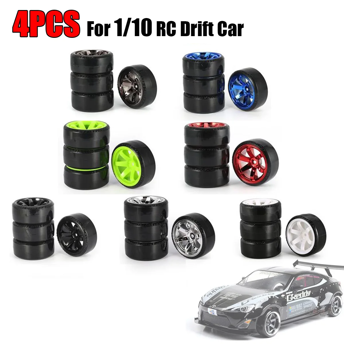 4Pcs Rc Drift Car Wheels Set Di Pneumatici Set Di Pneumatici Rigidi In Plastica Dura Per Mst Yokomo 3Racing Hsp Tamiya Ds5 Wltoys Accessori Per Auto G