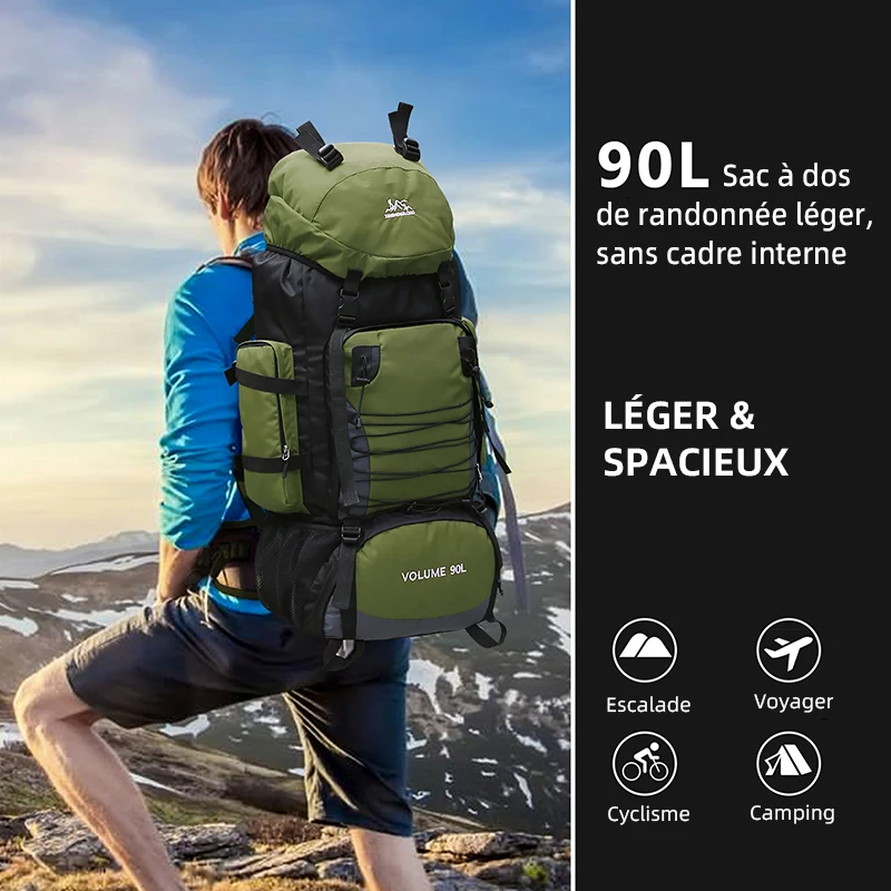 90L Tactique camping Sacs à dos de randonnée militaire pour hommes