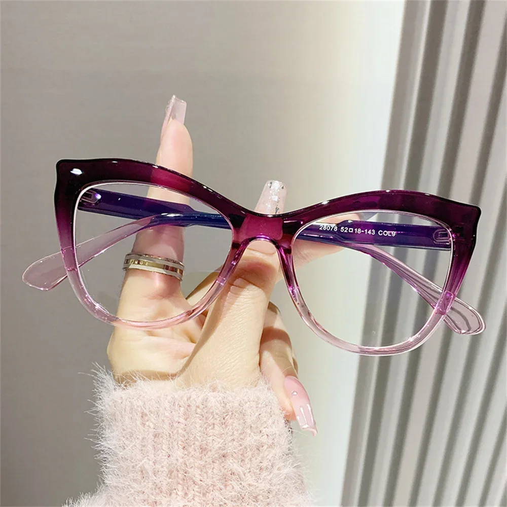 New Cat Eye Glasses Frame Women Fashion Gradient Color Eyeglass Frame Anti Blue Light Glasses Computer Goggles Gifts