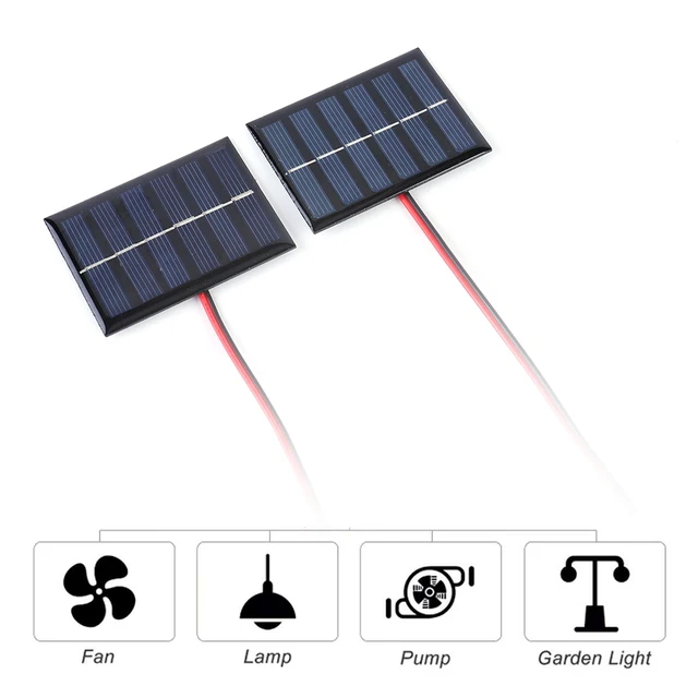 1/2 Pcs Mini Small Solar Panel Module 100MA 1W 3V DIY Polysilicon Solar Epoxy Cell Charger with Cable for 2-3V Battery Charging 3