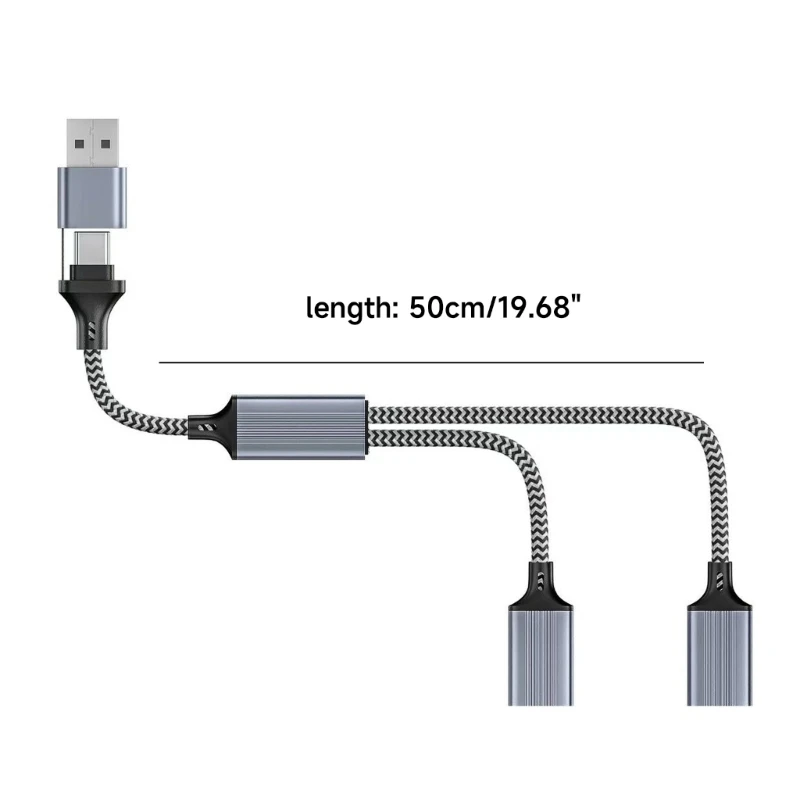 T8WC USB Type C Male to 2 /3 USB Female Splitter Hub Power Cord Extension Adapter Cable