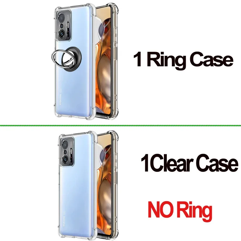 Clear Shockproof Silicone TPU Phone Case with Ring Holder