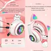 Cat Ears Headphones Flash Light Wireless With MIC Control LED Kid Girl Stereo Cute Music Helmet Bluetooth Phone Headset Earphone 3