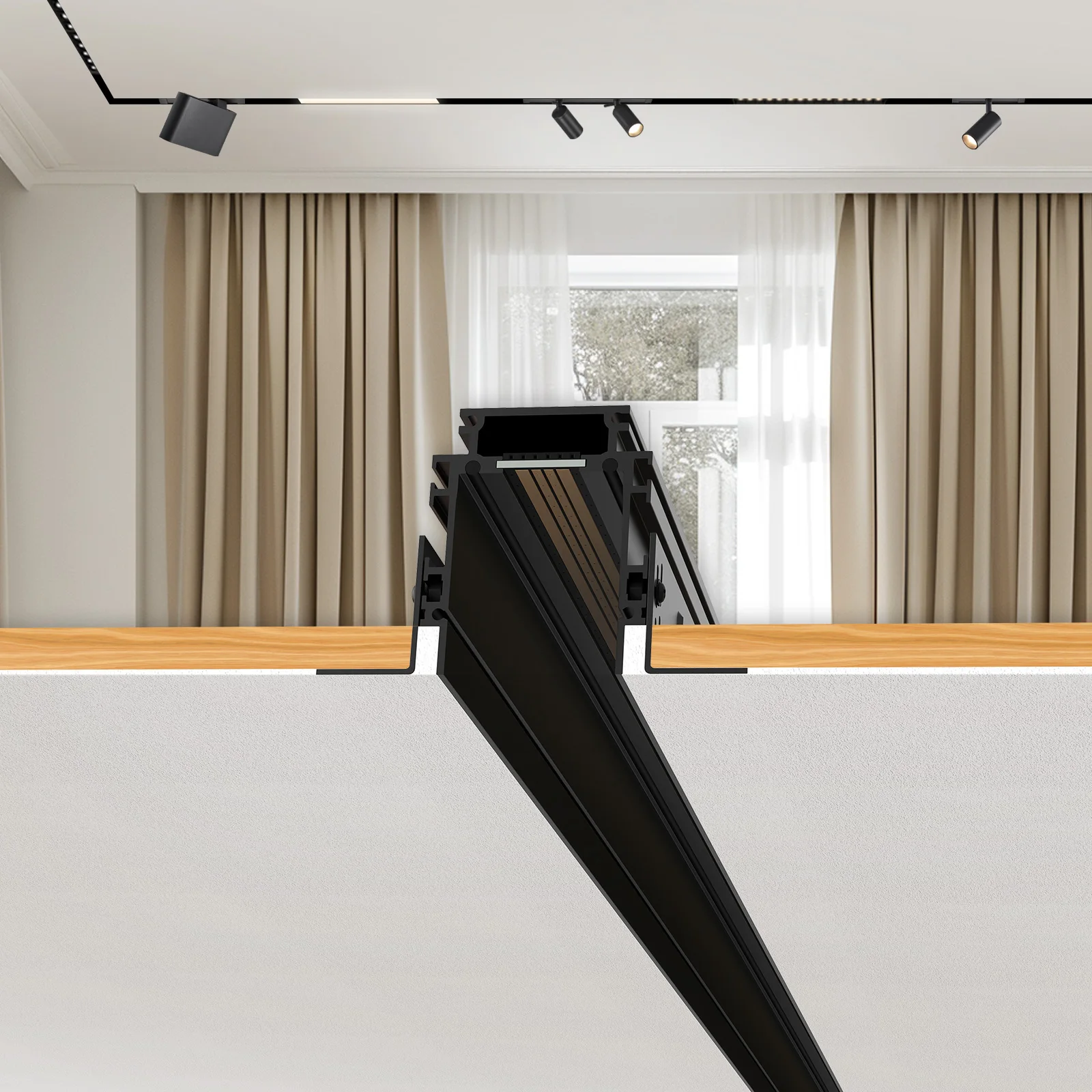 SCON แม่เหล็กไฟติดตาม 0-10 V/Triac หรี่แสงได้ระบบฝัง LED Rail Lightin Spotlight Floodlight Grille โคมไฟเพดาน DC24V 1