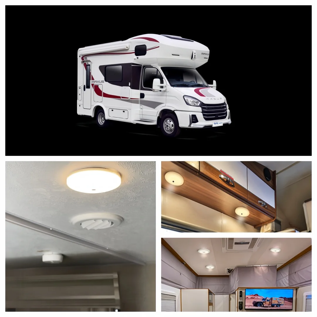 RV interior ceiling light, 4.5-inch 10V-30V touch dimming switch and red night light, RV boat interior travel trailer