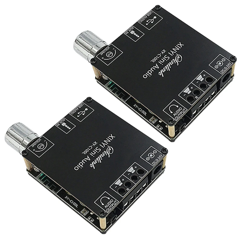 

2X XY-C100L HIFI 100WX2 Bluetooth 5.0 High Power Digital Stereo Amplifier Board AUX USB AMP Amplificador Home Theater