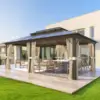 12'x20' Hardtop Gazebo with Polycarbonate Double Roof, Aluminum Frame Outdoor Gazebo Permanent Pavilion, Lawn & Garden 1