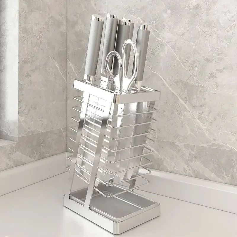 Stainless Steel Kitchen Knife Stand Tool Holder Large Capacity Knife Tool Storage Rack Household Utility Knife Holder Organizer 3
