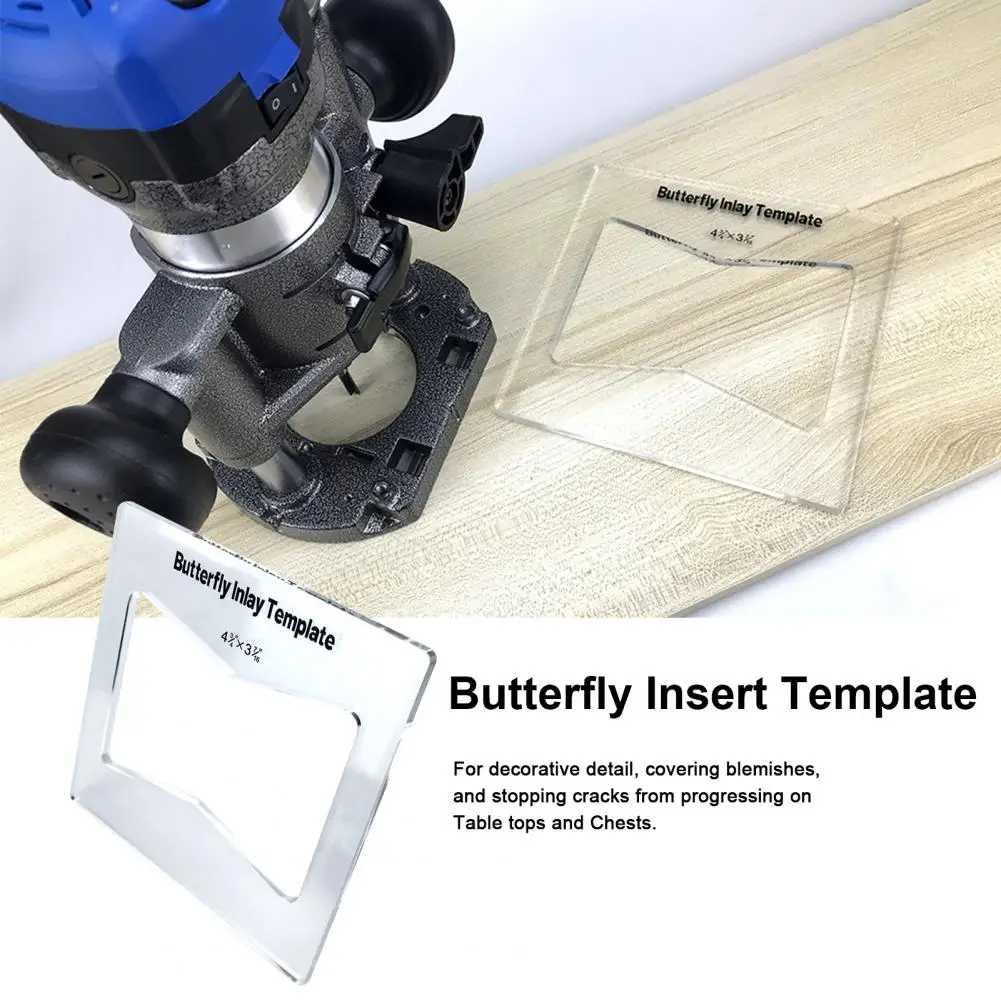 

Butterfly Inlay Template Convenient Labor-saving Transparent Acrylic Positioning Template Woodworking Tool Carpentry Supply