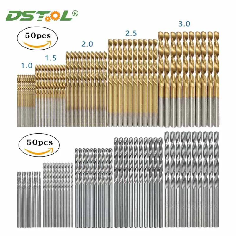 Twist Drill Bit Set High Speed Steel Titanium Coated Drill Woodworking Wood Tool Round Handle Multi Function Metal Drills 1-3mm